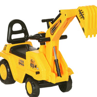3-in-1 Ride On Excavator Digger Scooter & Pulling Cart, Construction Pretend Play Toy For Kids
