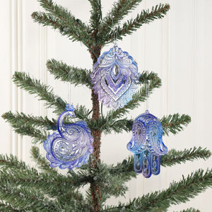 Hamsa Peacock Boho Gradient Acrylic Christmas Ornaments