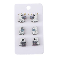 Halloween Book Ghost Wooden Stud Earrings
