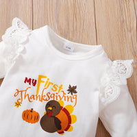 Thanksgiving nouveau bébé barboteuse jupe à bretelles tenue