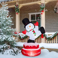 4.8FT Lighted Christmas Inflatable Decoration, Large Rotating Snowman With Motor, Funny Blow Up Yard Decorations With Built-in LED Lights For Holiday Party Front Yard Lawn Garden Decor
