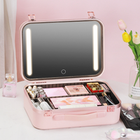 Fashionable Large Capacity Cosmetic Case With Mirror and Light