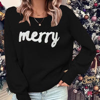 Knitted Women Crew Neck Sweater Loose Pullover Christmas Sweater
