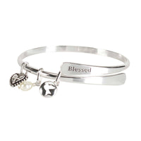 Wire Wrap Bangle Blessed With Pearl
