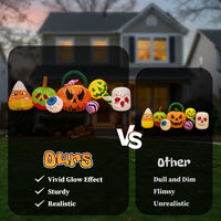 8FT Long Halloween Inflatables Pumpkins Eyeball Candy Outdoor Decorations, Blow Up Yard Decoration With Built-in LEDs Lighted For Lawn Garden Outside Indoor Decor