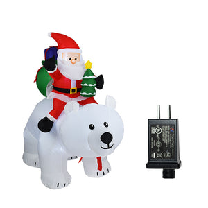 Inflatable Santa Claus Riding Polar Bear 2M Christmas Inflatable Indoor Outdoor Garden Decoration