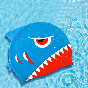 Gorro de natación de silicona con dibujos animados para niños
