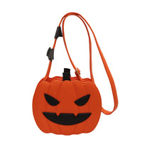 Funny Pumpkin Jack-o-Lantern Cartoon Shoulder Crossbody Bag With Bats
