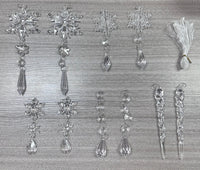 10pcs Christmas Tree Hanging Pendants Acrylic Ice Strip Snow Ceiling Xmas Ornaments New Year Christmas Decoration Home Decor
