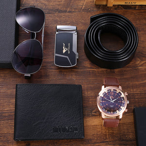 Fashion Creative Personality Watch Glasses Belt Wallet Set Gift Box