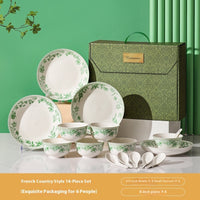 Green Floral Ceramic Tableware Set Bowl Dish & Plate Gift Box
