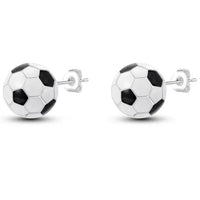 Black And White 3D Soccer Ball Shape Stud Earrings
