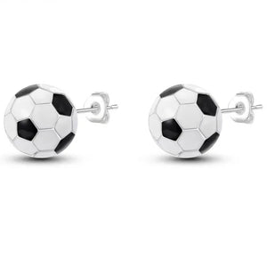 Black And White 3D Soccer Ball Shape Stud Earrings