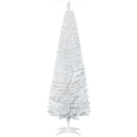 6ft White Christmas Tree, Slim Xmas Tree With Full Appearance, PVC 390 Branch Tips And Metal Stand, Artificial Christmas Tree, White
