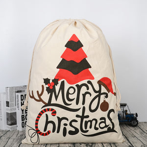 Candy Color Striped Christmas Cotton Drawstring Gift Bags