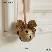 Christmas Little Bell Shape Velvet Bow Small Hanging Ornament
