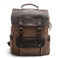 Unisex College Vintage Canvas Leather Backpack
