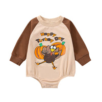 Children's Thanksgiving Turkey Print Long Sleeve Romper
