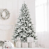 7FT Unlit Christmas Tree, Hinged Artificial Trees 1514 Premium PVC Branches
