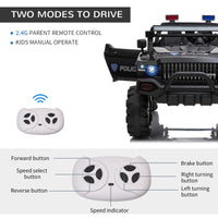 12V Electric Police Ride-on Toy For Kids LED Lights MP3 Parental Remote Black
