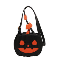 Funny Pumpkin Jack-o-Lantern Cartoon Shoulder Crossbody Bag With Bats
