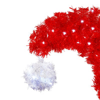 6FT Artificial Christmas Tree With LED Light, Santa's Hat Shape Artificial Whimsical Xmas Tree With 1050 Tip, Curved Xmax Tree
