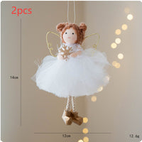 Christmas White Tulle Skirt Golden Wings Angel Girl Pendant