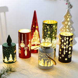 Bougeoirs simulés de décoration de Noël lumineuse