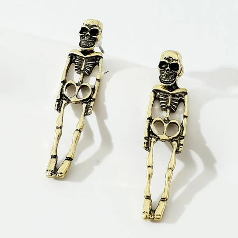 Halloween Earrings Skull Simulation Human Skeleton Detachable Stud Earrings
