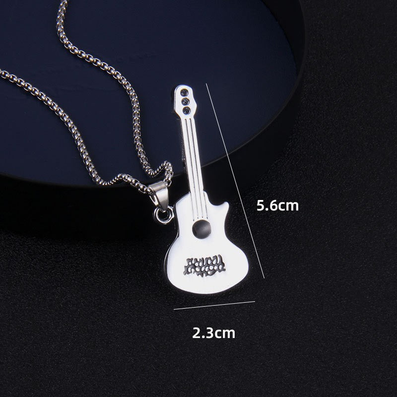 Troupe Guitar Stainless Steel Necklace