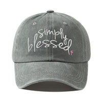 Simply Blessed Wide Brim Sunshade Washed Embroidered English Letter Baseball Cap
