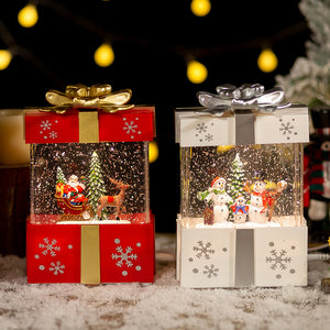 Boîte cadeau de décoration de noël, boule à neige, petite lampe de nuit