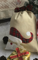 Plaid Santa Reindeer Drawstring Gift Bags
