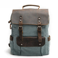 Unisex College Vintage Canvas Leather Backpack
