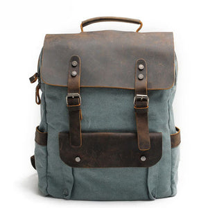 Unisex College Vintage Canvas Leather Backpack