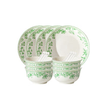 Green Floral Ceramic Tableware Set Bowl Dish & Plate Gift Box
