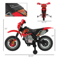 Kids 6V Electric Ride-On Motorcycle With Training Wheels, Battery-Powered, Red
