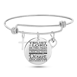 Bible Scripture Cross Bangle Charm Bracelet