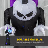 7ft Inflatable Halloween Ghost With Horns, Blow-Up Outdoor LED Yard Display With Flame Effect For Garden, Lawn, Yard, Party, Holiday