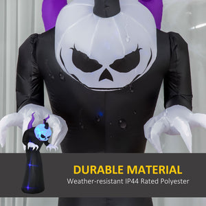 7ft Inflatable Halloween Ghost With Horns, Blow-Up Outdoor LED Yard Display With Flame Effect For Garden, Lawn, Yard, Party, Holiday