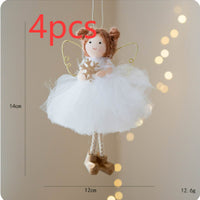 Christmas White Tulle Skirt Golden Wings Angel Girl Pendant