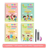 Children's Groove English Calligraphy Practice Board French German Painting Magic English Stickers Copy Control Pen Training Book
