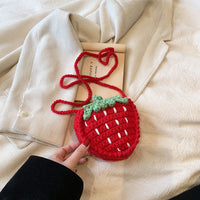 Handmade Knitted Children's Wool Cute Strawberry Crossbody Bag