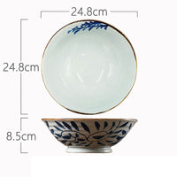 High Temperature Underglaze Color Hand-painted Ceramic Cross Grain Bowl

