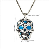 Halloween Luminous Sugar Skull Necklace With Day Of The Dead Lotus Pattern Personality Clavicle Necklace Fashion Jewelry Accessories
