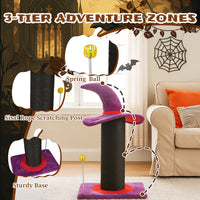 Wizard Witch Hat Cat Scratching Post With Spring Ball Toy For Indoor Cats
