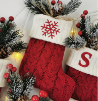 Woolen Knitted Christmas Letter Socks Decoration Pendant Gift Bag Stocking
