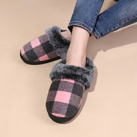 Winter Warm Plaid Plush Slippers Home Indoor Non-slip Bedroom Floor Soft Fuzzy Slippers
