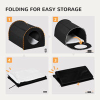 Winter Portable Heated Double Wide Water-Resistant Indoor Outdoor Cat Houses For Multiple Cats - Black
