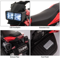 Red 6V Kids Electric Motorcycle Ride-On Dirt Bike Toy With Music Horn Headlights
